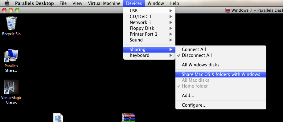 Disable Parallels Home Sharing